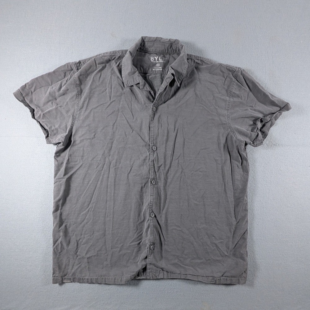 BYLT Button Down‎ Shirt Mens 3XL Gray Short Sleeve Premium Basics MTBD0237